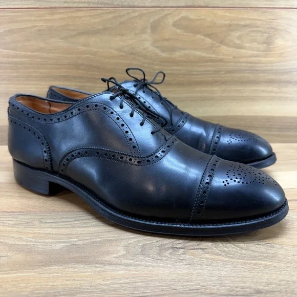 Alden Medallion Cap Toe Mens 11 A/C Black Leather Dress Shoes 909